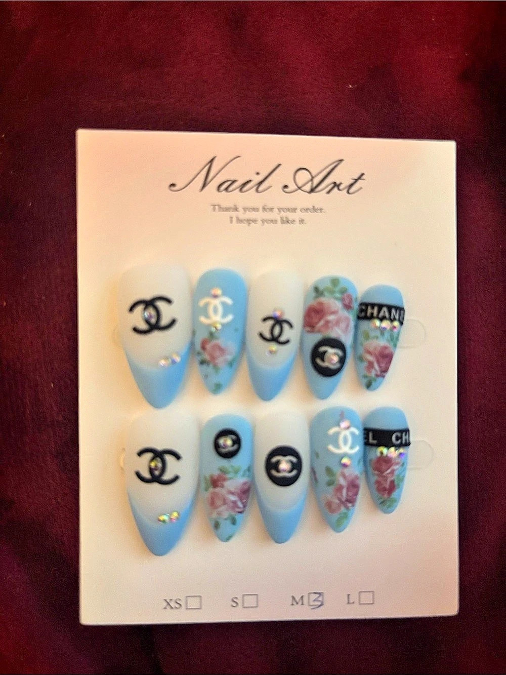 Nail Art Press-On Nails Blue & Pink NWT